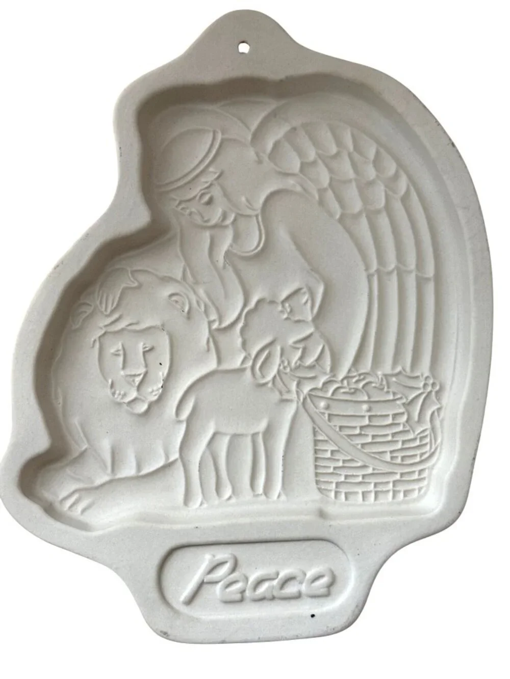 Longaberger Pottery Peace Angel Cookie Mold Series Lion Lamb 1993 USA Made Decor